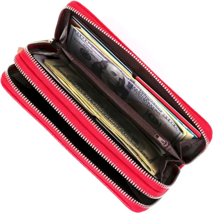 Гаманець жіночий із зернистої екошкіри KIVI 19044 Яскраво-червоний