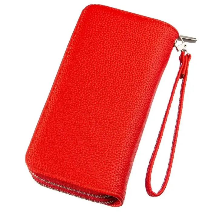 Гаманець жіночий із зернистої екошкіри KIVI 19044 Яскраво-червоний