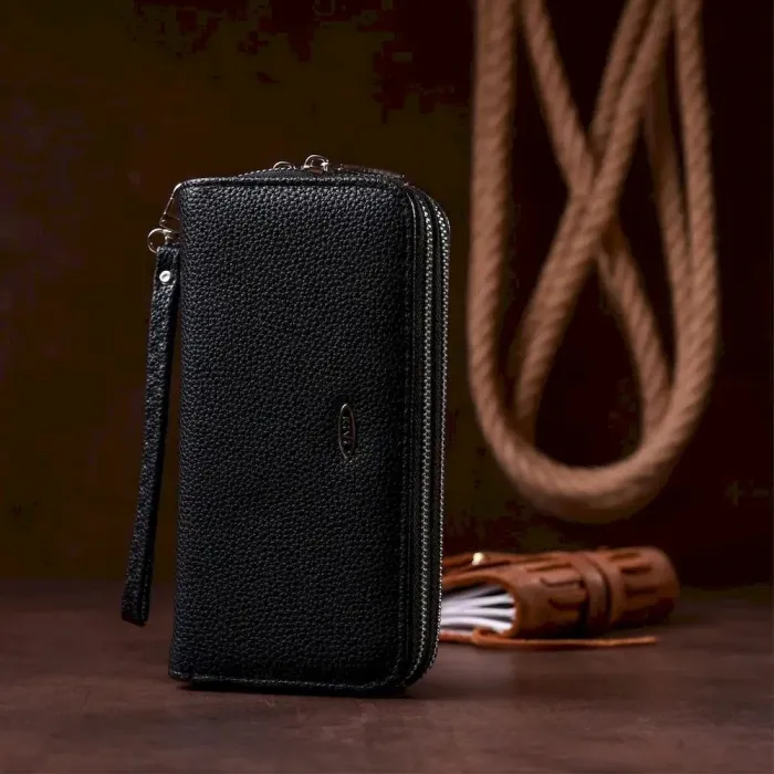 Гаманець жіночий із зернистої екошкіри KIVI 19045 Чорний