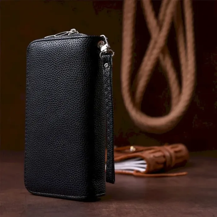 Гаманець жіночий із зернистої екошкіри KIVI 19045 Чорний