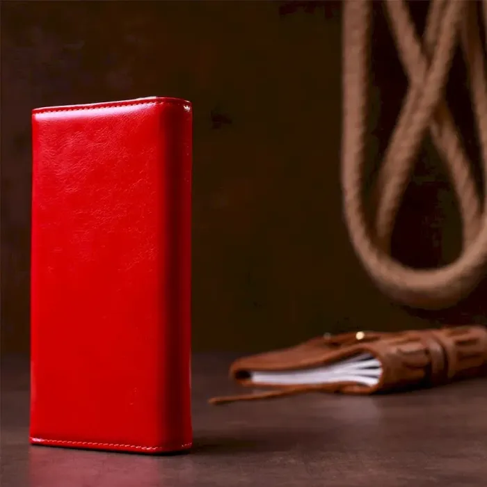 Гаманець жіночий із зернистої екошкіри KIVI 19060 Малиновий