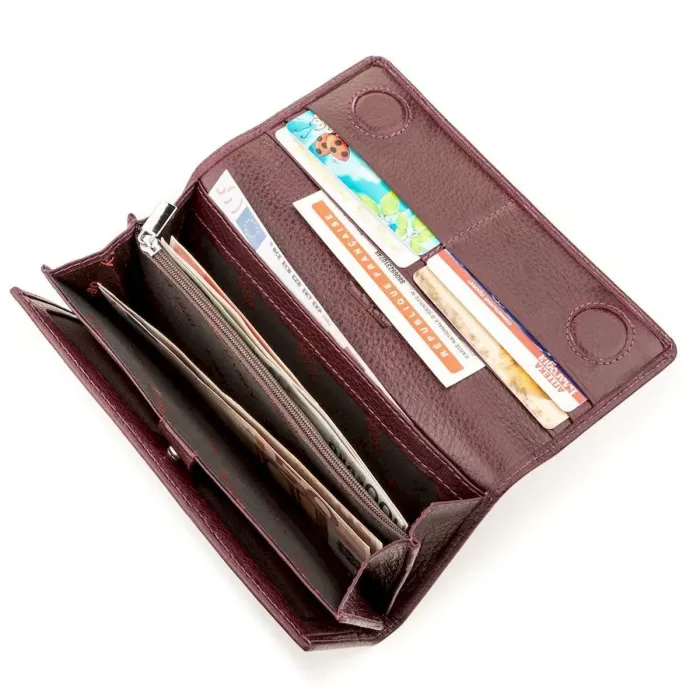 Кошелек женский KARYA 17258 кожаный Сливовый