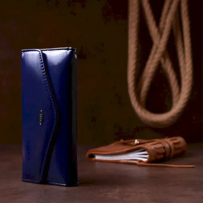 Кошелек женский конверт из гладкой экокожи KIVI 19068 Синий