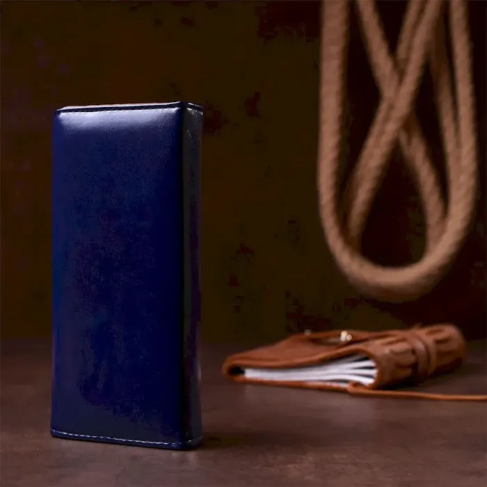 Кошелек женский конверт из гладкой экокожи KIVI 19068 Синий