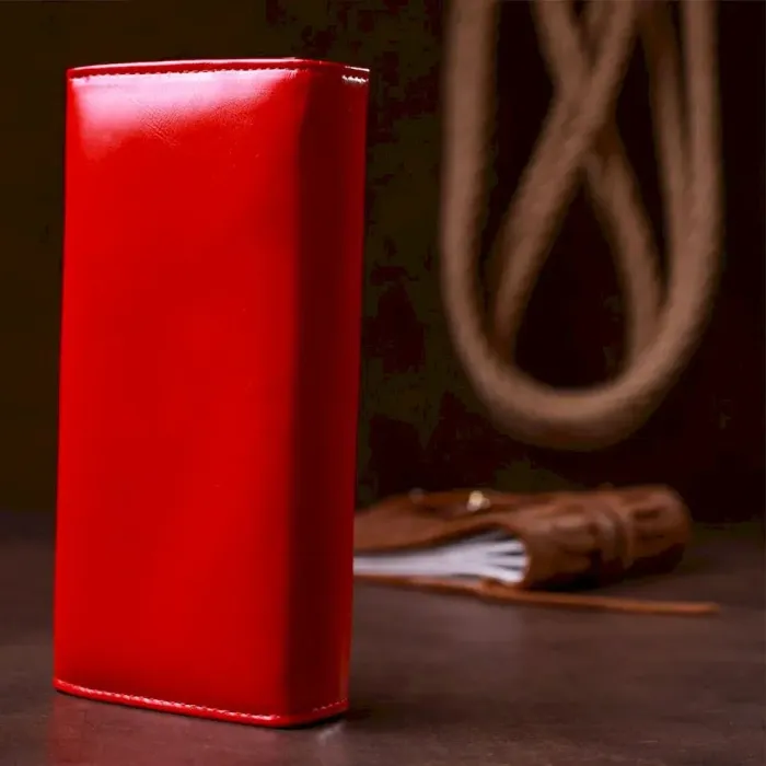 Гаманець жіночий конверт із гладкої екошкіри KIVI 19069 Червоний