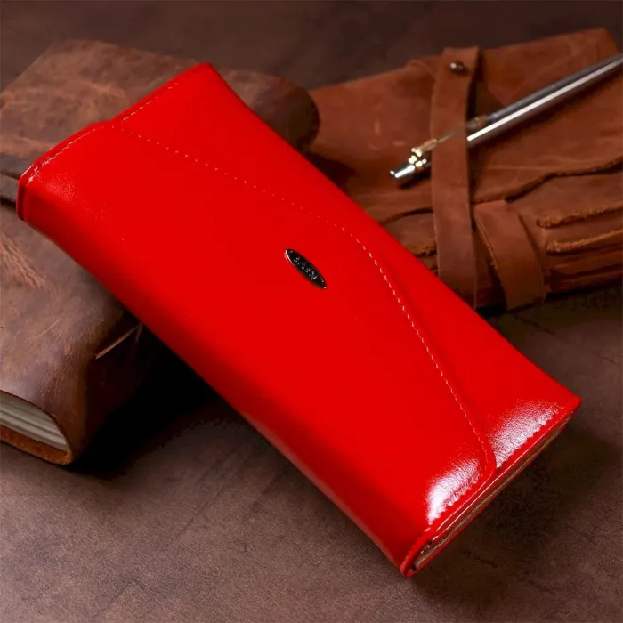 Гаманець жіночий конверт із гладкої екошкіри KIVI 19069 Червоний