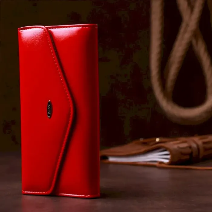 Гаманець жіночий конверт із гладкої екошкіри KIVI 19069 Червоний