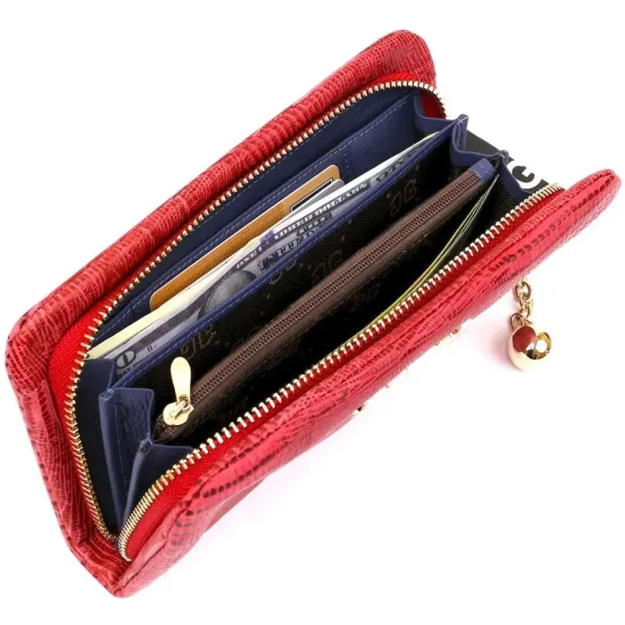 Гаманець жіночий шкіряний з тисненням Guxilai 18967 Червоний