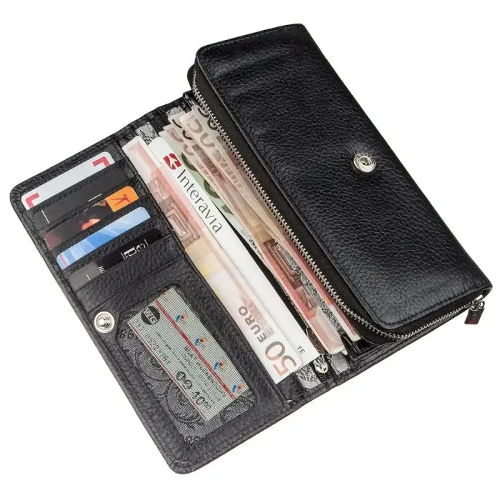 Гаманець жіночий на кнопці шкіряний KARYA 17397 Чорний