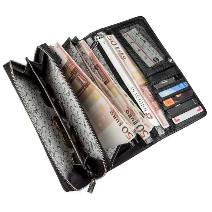 Гаманець жіночий на кнопці шкіряний KARYA 17397 Чорний