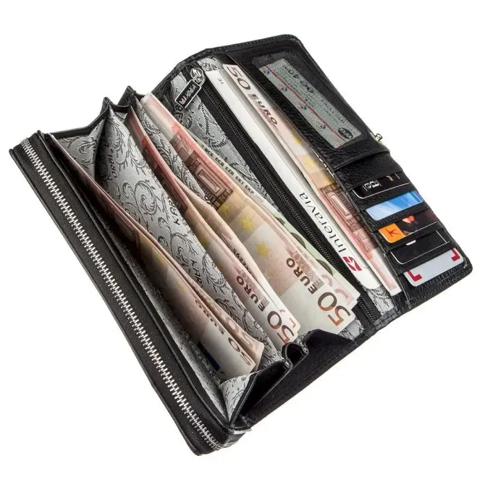 Гаманець жіночий на кнопці шкіряний KARYA 17397 Чорний