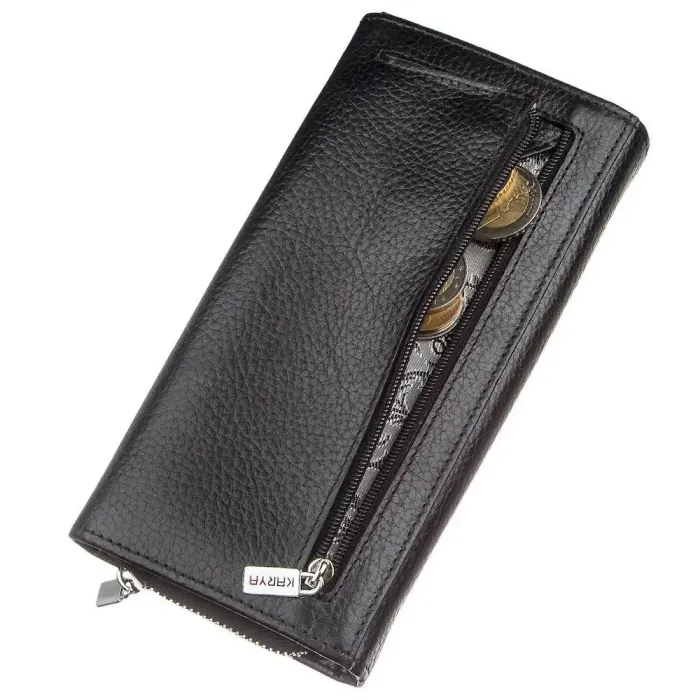 Гаманець жіночий на кнопці шкіряний KARYA 17397 Чорний