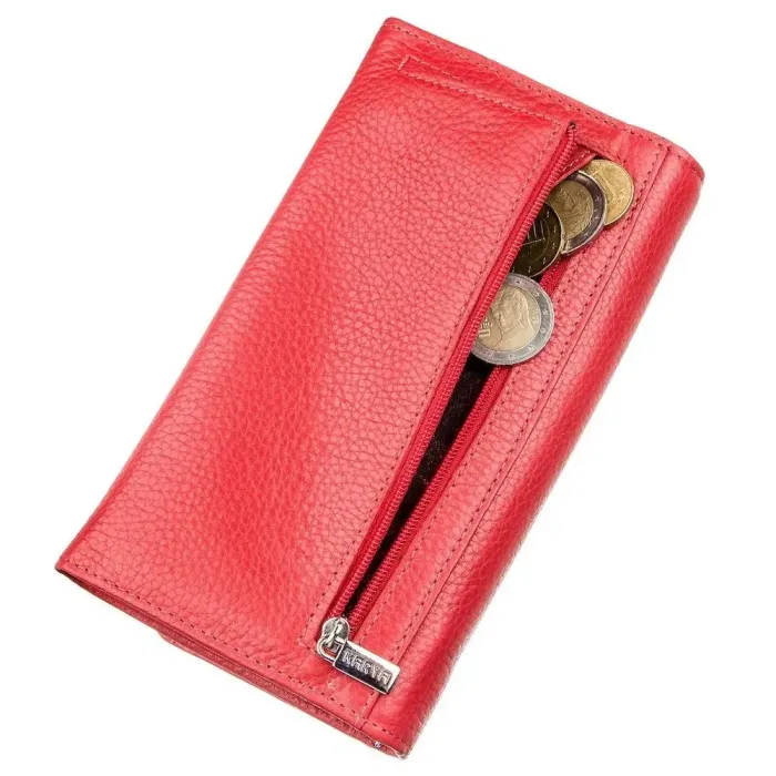 Гаманець жіночий на кнопці шкіряний KARYA 17402 Червоний