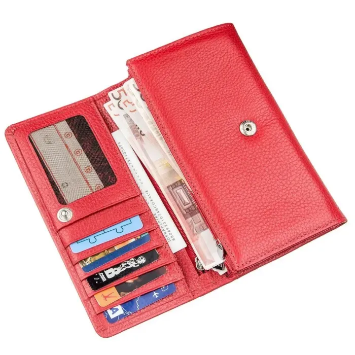 Гаманець жіночий на кнопці шкіряний KARYA 17402 Червоний