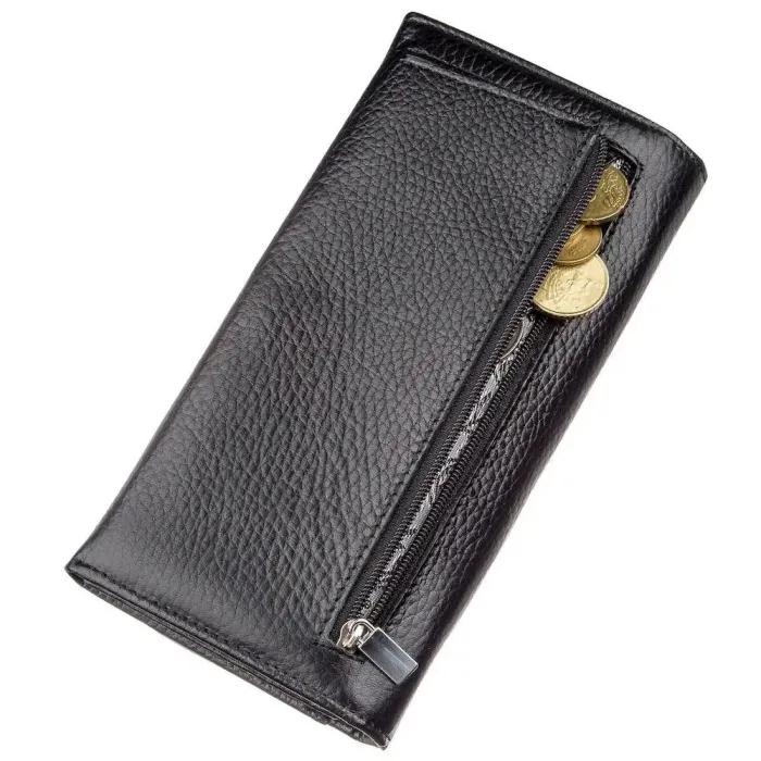 Гаманець жіночий на кнопці шкіряний KARYA 17404 Чорний