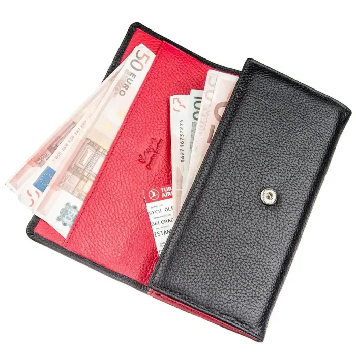 Гаманець жіночий на кнопці шкіряний KARYA 17409 Чорний