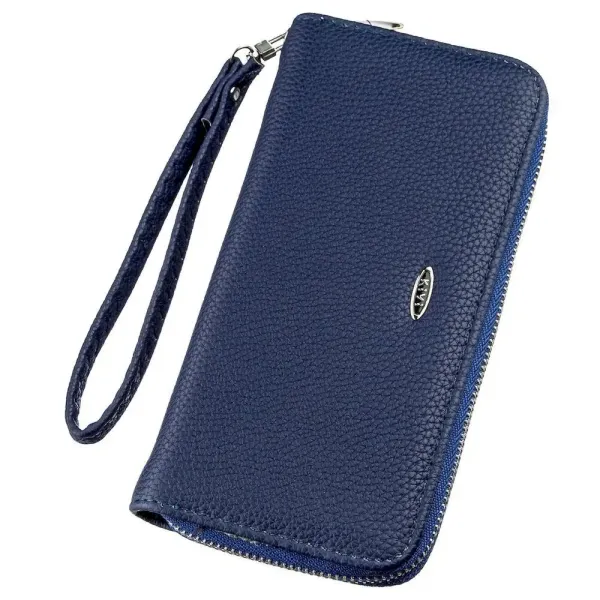 Гаманець жіночий на одну блискавку з екошкіри флотар KIVI 19013 Синій