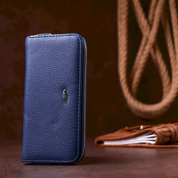 Кошелек женский на одну молнию из экокожи флотар KIVI 19013 Синий