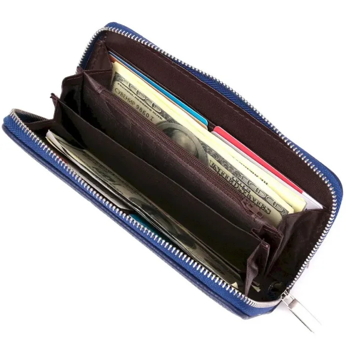 Кошелек женский на одну молнию из экокожи флотар KIVI 19013 Синий