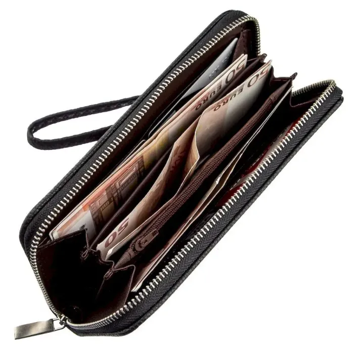 Кошелек женский на одну молнию из экокожи флотар KIVI 19014 Черный