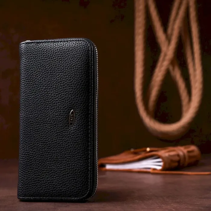 Кошелек женский на одну молнию из экокожи флотар KIVI 19014 Черный