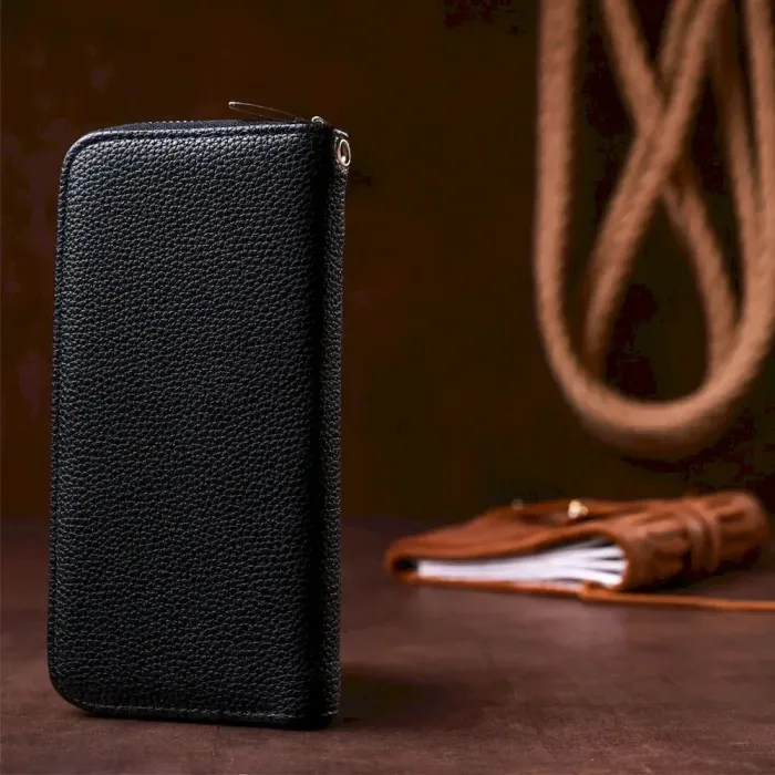 Кошелек женский на одну молнию из экокожи флотар KIVI 19014 Черный