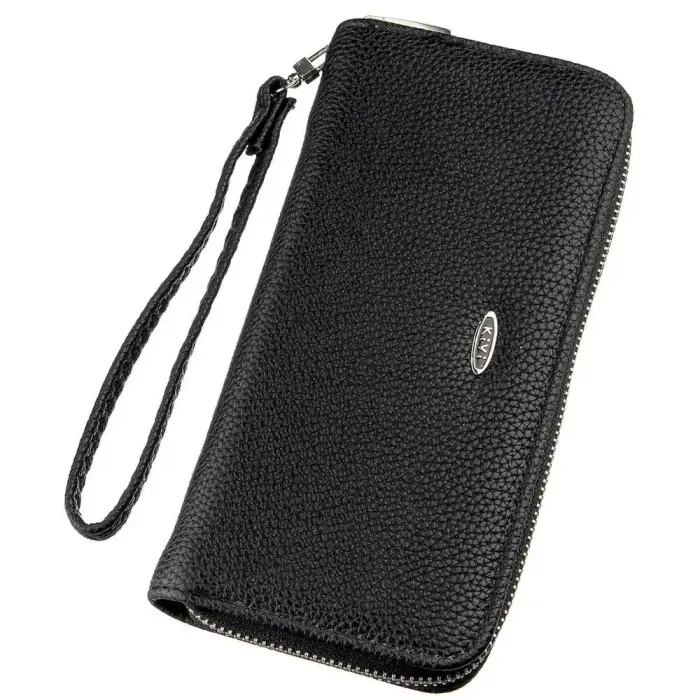 Кошелек женский на одну молнию из экокожи флотар KIVI 19014 Черный