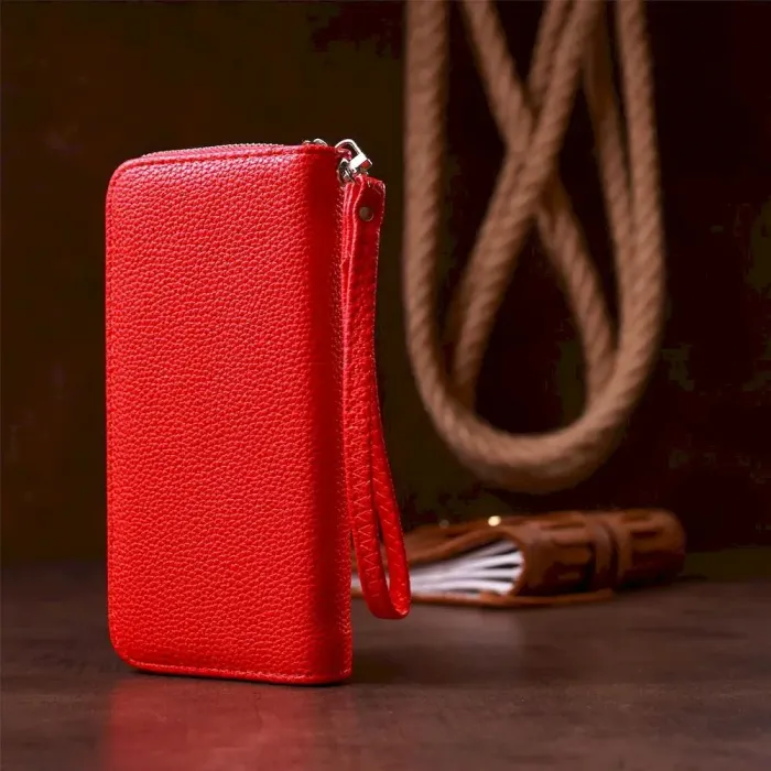 Кошелек женский на одну молнию из экокожи флотар KIVI 19015 Красный