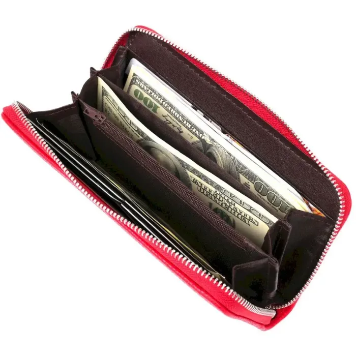 Кошелек женский на одну молнию из экокожи флотар KIVI 19015 Красный