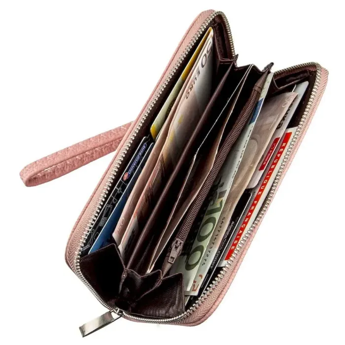 Кошелек женский на одну молнию из экокожи флотар KIVI 19016 Розовый