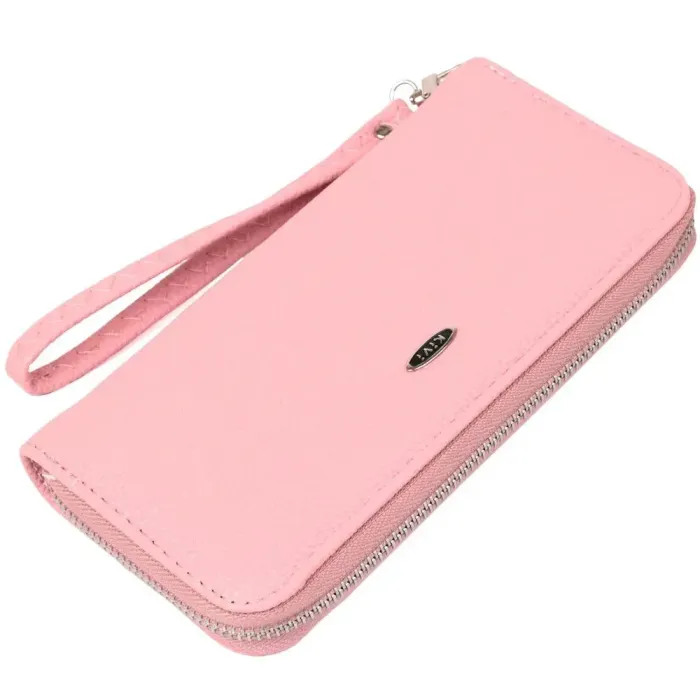 Кошелек женский на одну молнию из экокожи флотар KIVI 19016 Розовый