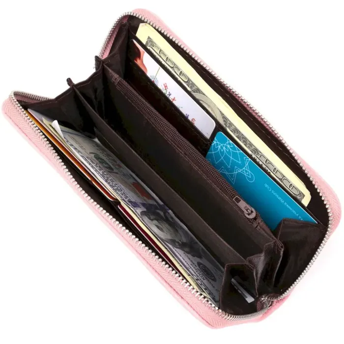 Кошелек женский на одну молнию из экокожи флотар KIVI 19016 Розовый