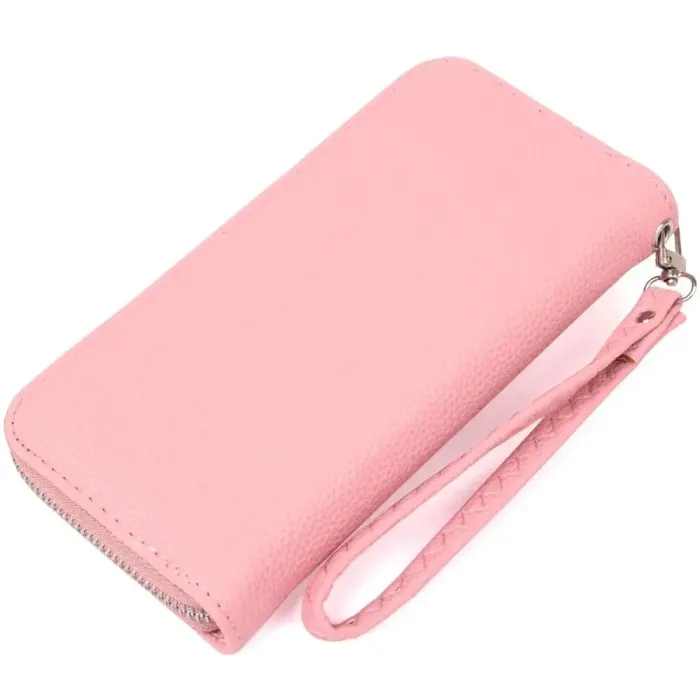 Кошелек женский на одну молнию из экокожи флотар KIVI 19016 Розовый
