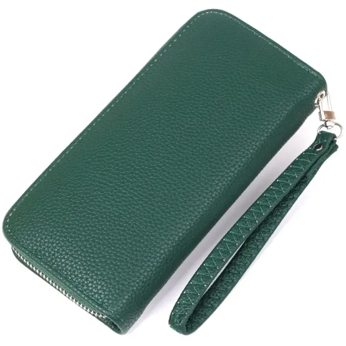 Кошелек женский на одну молнию из экокожи флотар KIVI 19017 Зеленый