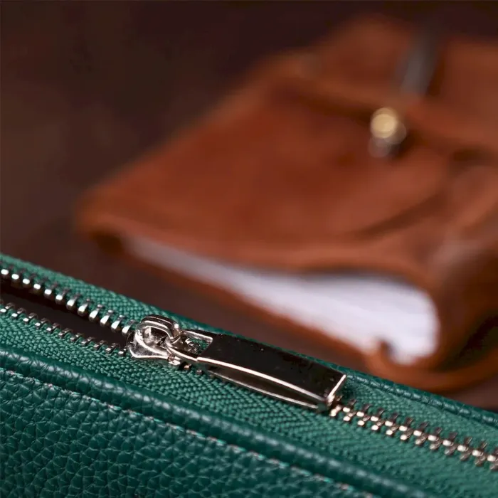 Кошелек женский на одну молнию из экокожи флотар KIVI 19017 Зеленый