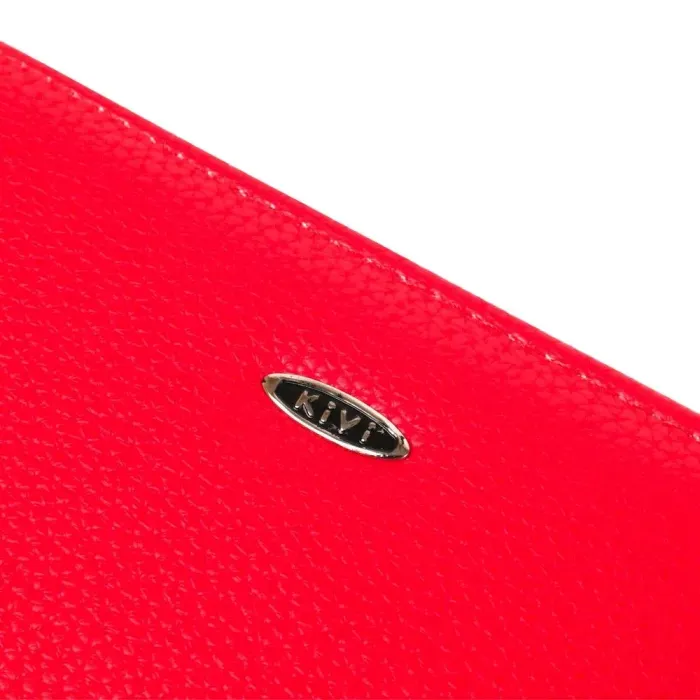 Гаманець жіночий на одну блискавку з екошкіри флотар KIVI 19018 Яскраво-червоний
