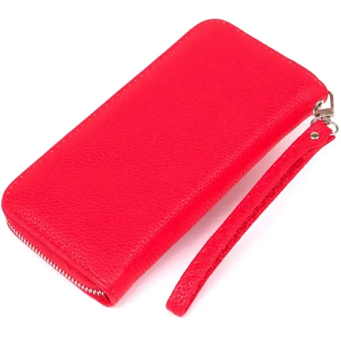 Гаманець жіночий на одну блискавку з екошкіри флотар KIVI 19018 Яскраво-червоний