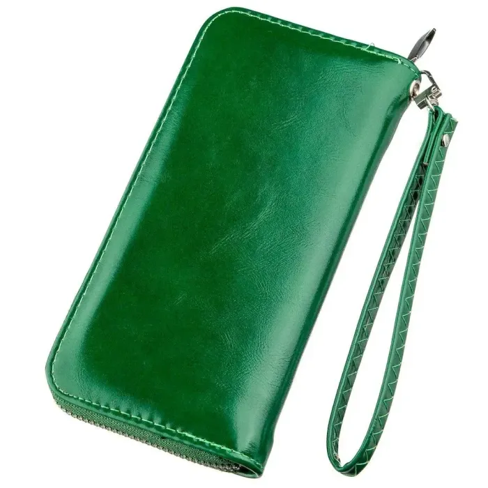 Гаманець жіночий на одну блискавку з екошкіри гладкий KIVI 19034 Зелений