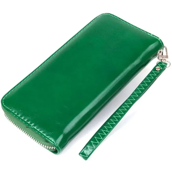 Гаманець жіночий на одну блискавку з екошкіри гладкий KIVI 19034 Зелений