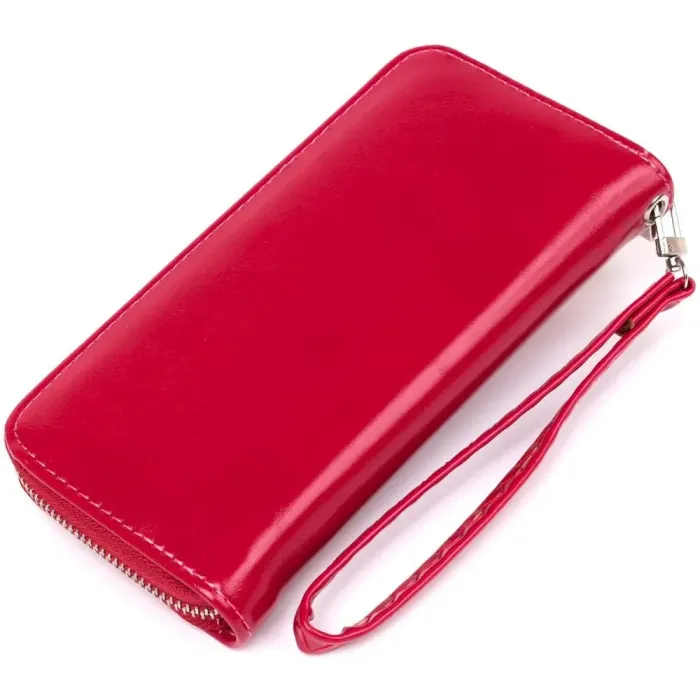 Кошелек женский на одну молнию из экокожи гладкий KIVI 19037 Розовый