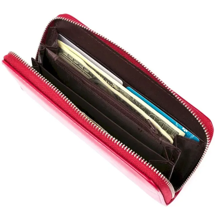 Кошелек женский на одну молнию из экокожи гладкий KIVI 19037 Розовый