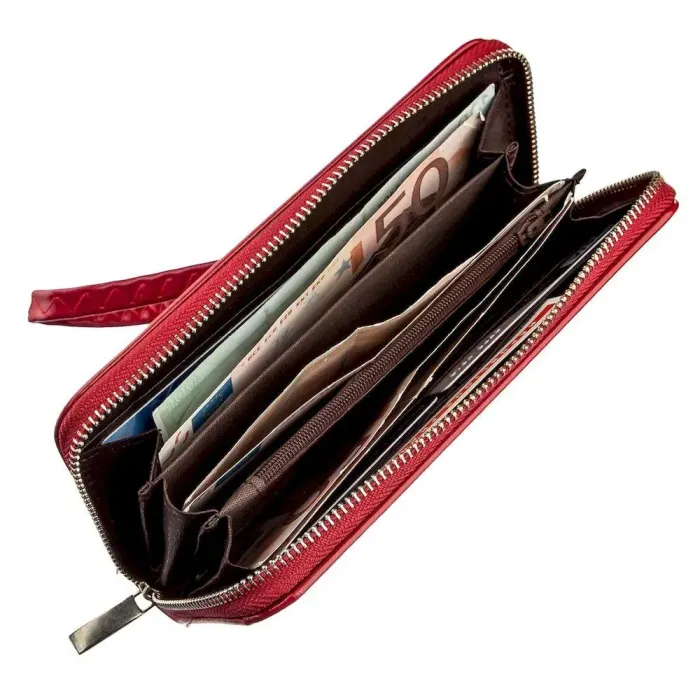 Кошелек женский на одну молнию из экокожи гладкий KIVI 19037 Розовый