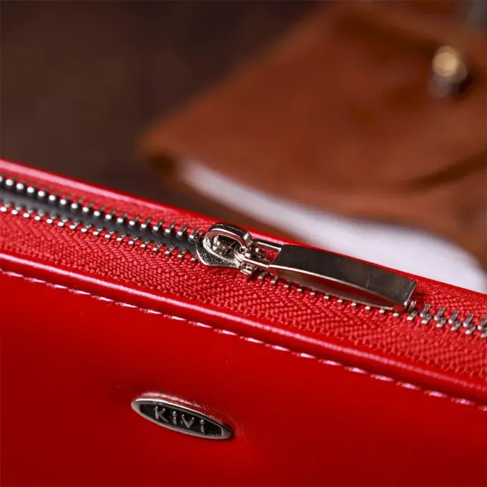 Кошелек женский на одну молнию из экокожи гладкий KIVI 19037 Розовый