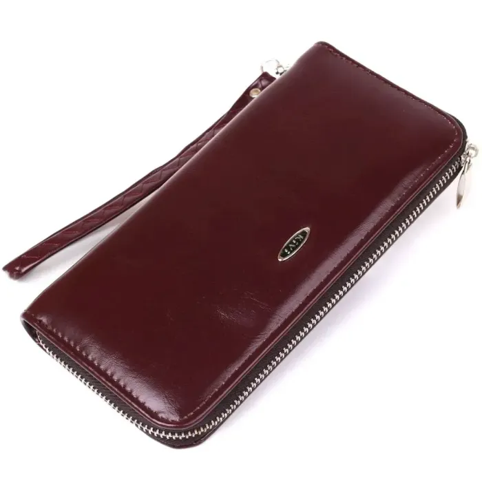 Гаманець жіночий на одну блискавку з екошкіри гладкий KIVI 19038 Коричневий