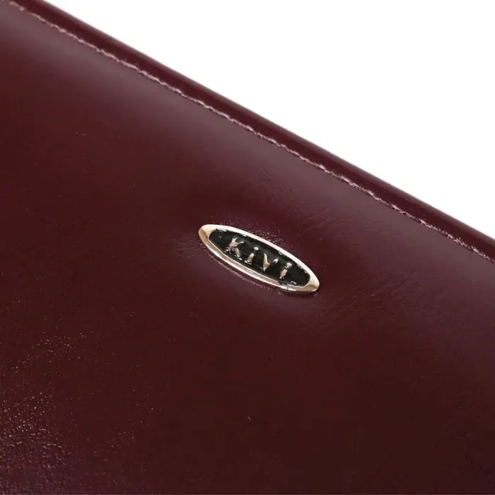 Гаманець жіночий на одну блискавку з екошкіри гладкий KIVI 19038 Коричневий