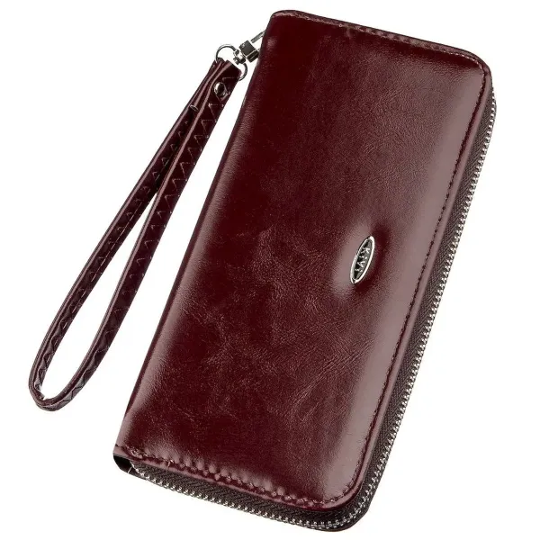 Гаманець жіночий на одну блискавку з екошкіри гладкий KIVI 19038 Коричневий