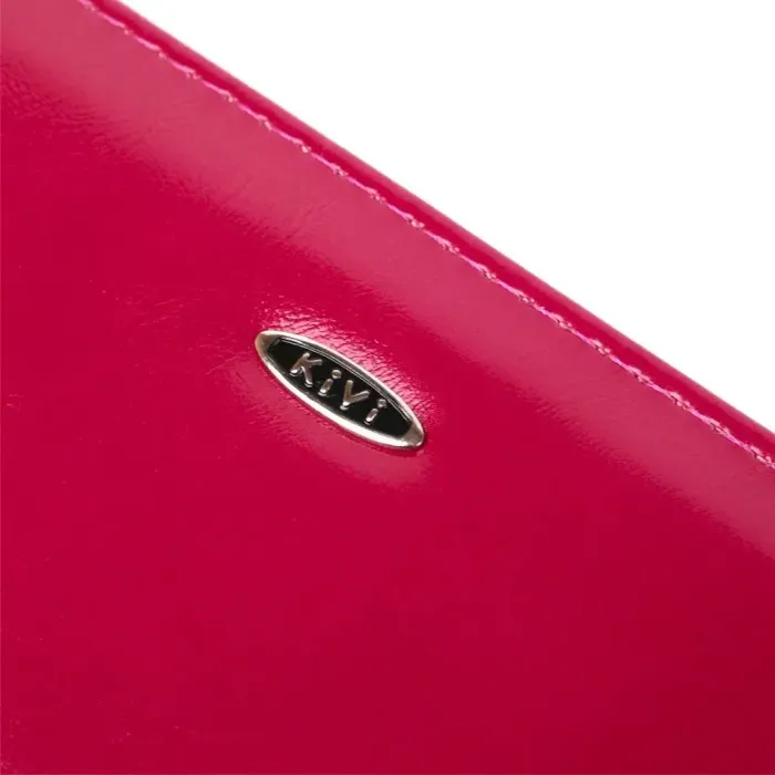 Гаманець жіночий на одну блискавку з екошкіри гладкий KIVI 19039 Малиновий