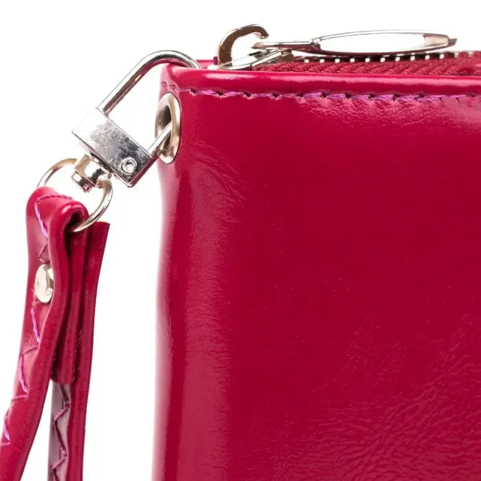 Гаманець жіночий на одну блискавку з екошкіри гладкий KIVI 19039 Малиновий