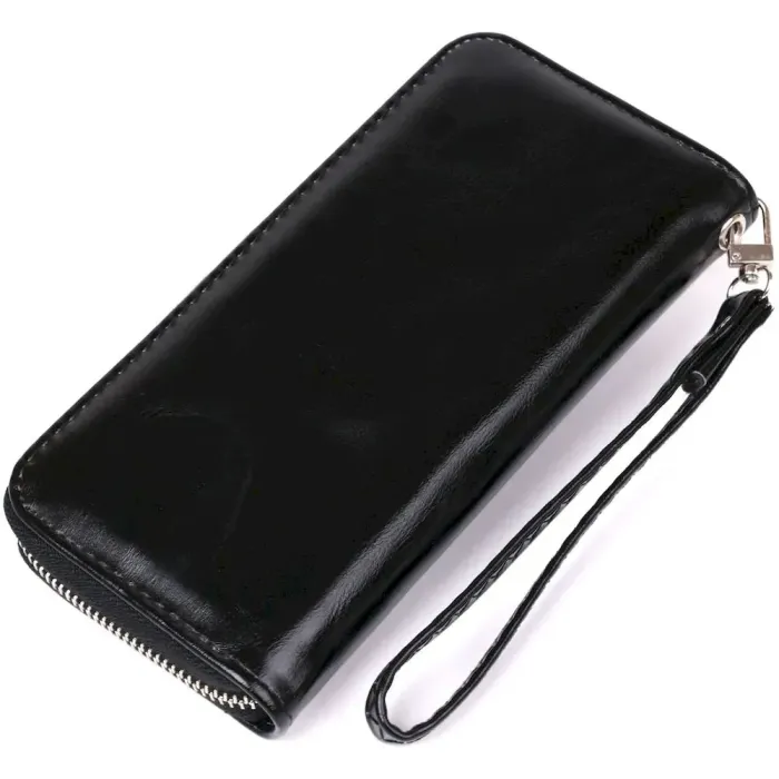 Кошелек женский на одну молнию из экокожи гладкий KIVI 19040 Черный