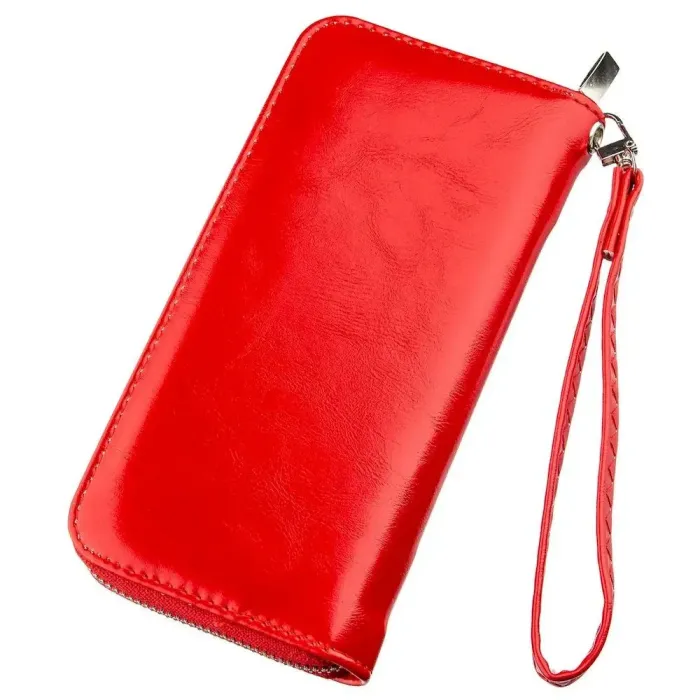 Гаманець жіночий на одну блискавку з екошкіри гладкий KIVI 19041 Червоний